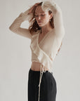 Cream Alpaca + Wool Ruffled Wrap Top