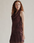 Burgundy Silk Cowel Neck Dress - Hey Jude