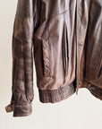 Distressed Brown Leather Bomber