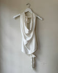hijulez | Silk Draped Halter Top in Ivory