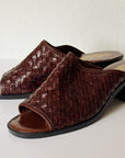 Chocolate Woven Leather Slide Heels | Size 8 - Hey Jude