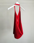 Cherry Red Silk Knit Halter Top
