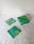 Aqua Watercolour Glass Coaster Set