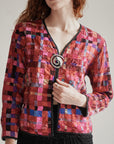 Fuchsia Tonal Silk Patchwork Jacket