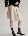 Oyster Silk Pleat Skirt