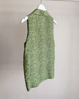 Green Leopard Silk Sleeveless Blouse