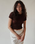 Chocolate Textured Cap Sleeve Top