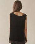 Chocolate Silk Velvet Applique Sleeveless Top