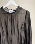 Onyx Sheer Pleated Silk Blouse - Hey Jude