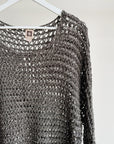 Charcoal Open-Knit Slouch Pullover