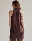 Burgundy Silk Cowel Neck Dress - Hey Jude
