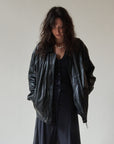 Obsidian Leather Bomber Jacket