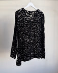Black Velvet Floral Burnout Button Up