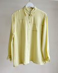 Lemon Silk Button Up Blouse