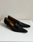 Black Pointed Italian Leather Kitten Heels | Size 37 - Hey Jude