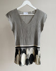 Black + White Abstract Pleated Top