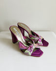 Magenta Paisley Satin Knotted Mules | Size 6