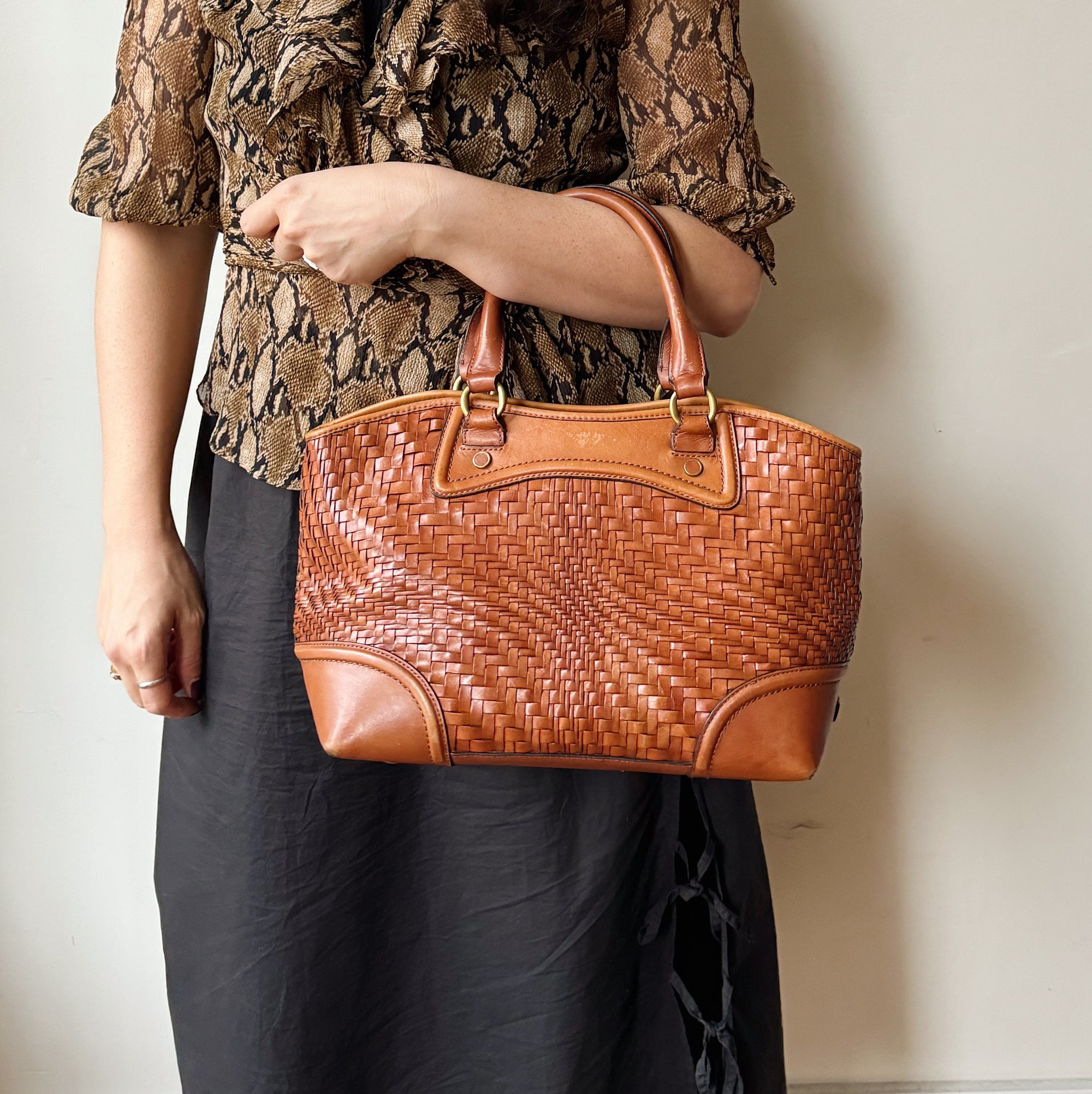Auburn Woven Leather Carry All Bag
