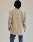 Oatmeal Textured Oversized Linen Blazer - Hey Jude