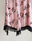 Carnation Silk Crepe Kerchief Hem Skirt