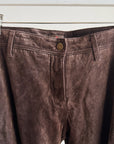 Chocolate Low Rise Suede Cargo Pants - Hey Jude