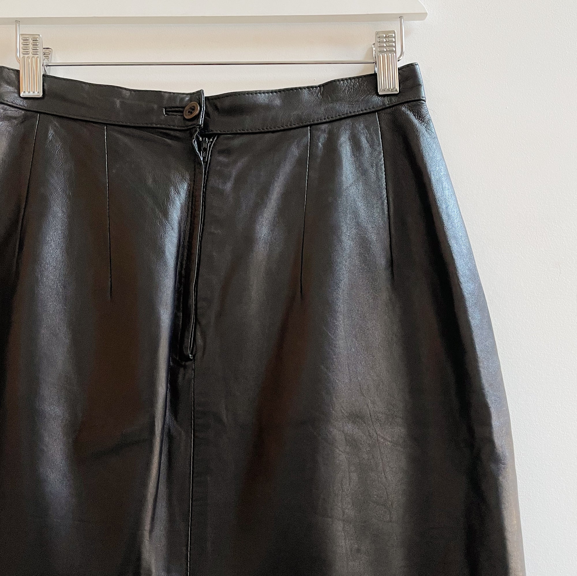 Tourmaline Soft Leather Midi Skirt