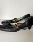 Black Ruched Leather Mary Janes | Size 6.5 - Hey Jude