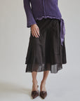 Chocolate Kerchief Layered Cotton Skirt