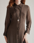 Cedar Striped Silk Shirt Dress