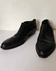Black Woven Leather Ankle Boots - Hey Jude