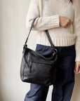 Black Pebbled Leather Shoulder Bag