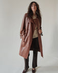 Vintage Escada Brown Leather Trench