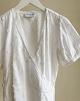 White Daisy Cotton Wrap Blouse