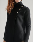 Black Asymmetrical Cashmere Wrap Cardigan - Hey Jude