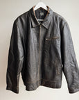 Coffee Leather Zipped Bomber