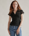 Black Sheer Double Layer Silk Blouse