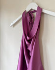 hijulez | Silk Draped Halter Top in Magenta