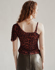 DVF Silk Leopard Draped Top
