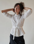 Milk Belted Cotton Blouse