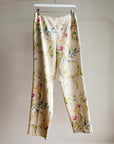 Ivory Silk Floral Pants