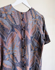 Navy Paisley Silk Tee