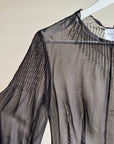 Onyx Sheer Pleated Silk Blouse - Hey Jude