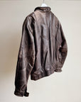 Distressed Brown Leather Bomber