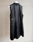 Onyx Leather Sleeveless Long Vest