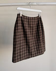 Brown Wool Plaid Wrap Skirt
