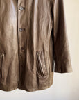 Walnut Button Front Leather Jacket