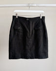 Black Linen Utility Mini Skirt
