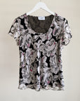 Monochrome Floral Silk Top