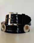 Black Patent Belt With Grommets