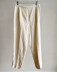 Cream Tapered Linen Trousers